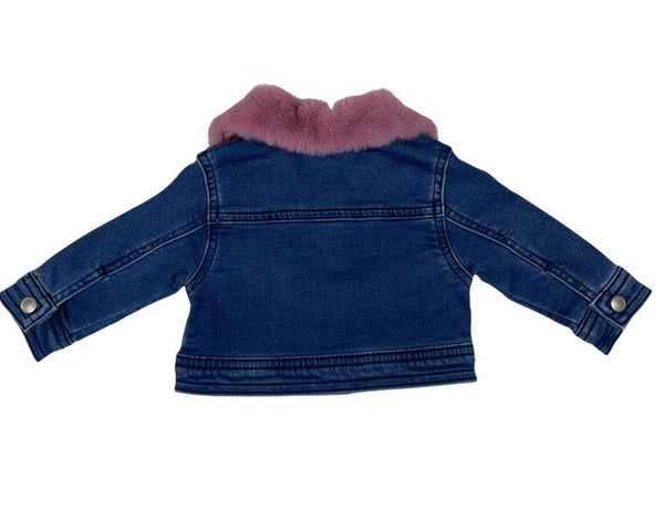 Baby Denim Jacket With Pink Faux Fur Collar 0 3 Months By First Impressions