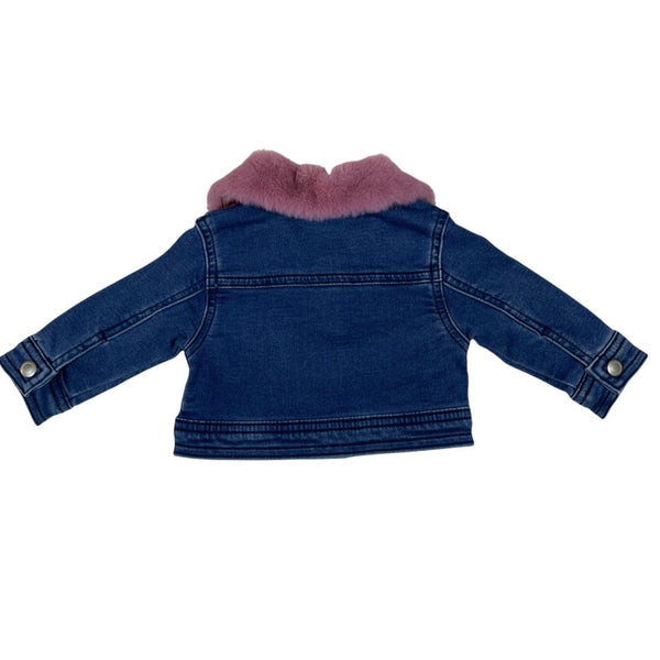 Baby Denim Jacket With Pink Faux Fur Collar 0 3 Months By First Impressions