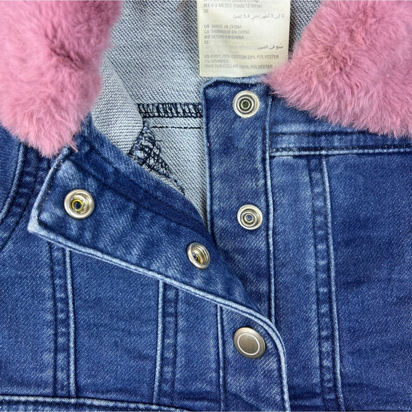 Baby Denim Jacket With Pink Faux Fur Collar 0 3 Months By First Impressions