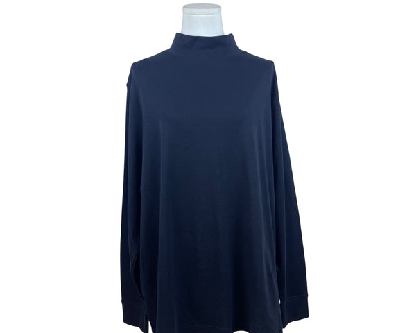 Lands End Womens Black Mock Neck Long Sleeve Top Relaxed Fit 2X Size - New