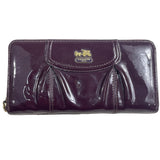 Vintage Coach Women Glossy Plum Burgundy Logo Art Leather Wallet Sz S