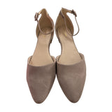 Isaac Mizrahi Womens Taupe Faux Suede Pointed Toe Flats Ankle Strap Size 9.5 NWOB