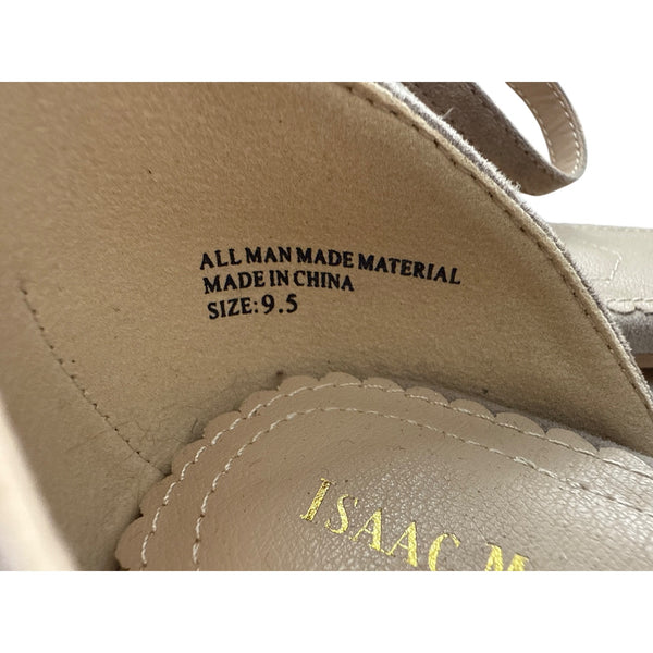 Isaac Mizrahi Womens Taupe Faux Suede Pointed Toe Flats Ankle Strap Size 9.5 NWOB