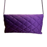 Kate Landry Women’s Purple Satin Quilted With Rhinestone Accent Crossbody Clutch