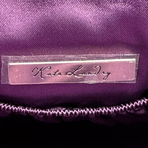Kate Landry Women’s Purple Satin Quilted With Rhinestone Accent Crossbody Clutch