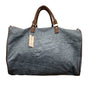 Lulu Dharma Blue & Brown Adjustable Strap Ocean Linen Weekender Bag Sz L