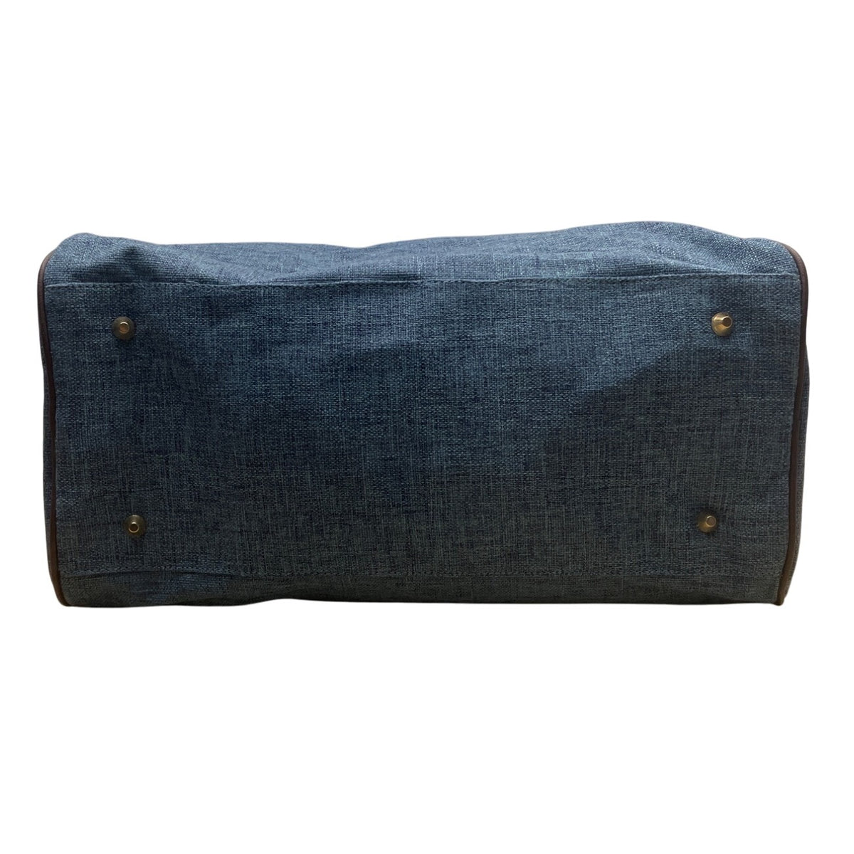 Lulu Dharma Blue & Brown Adjustable Strap Ocean Linen Weekender Bag Sz L