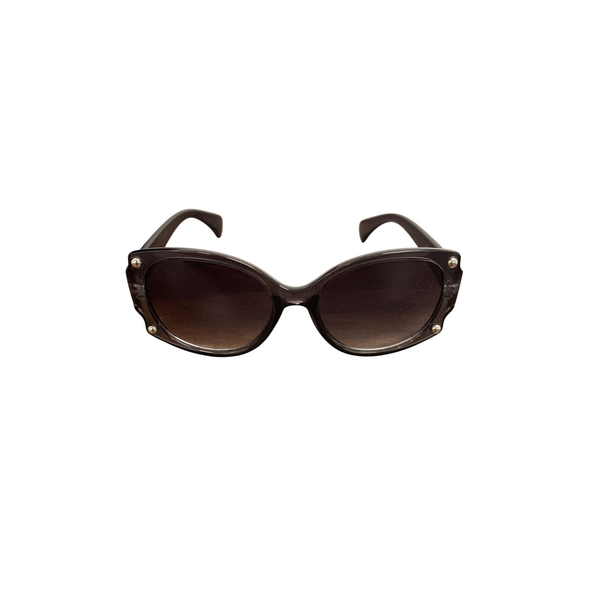 Brown Gradient Oval Sunglasses With Stud Accents Lightweight Frame Stylish Women’s Accessories