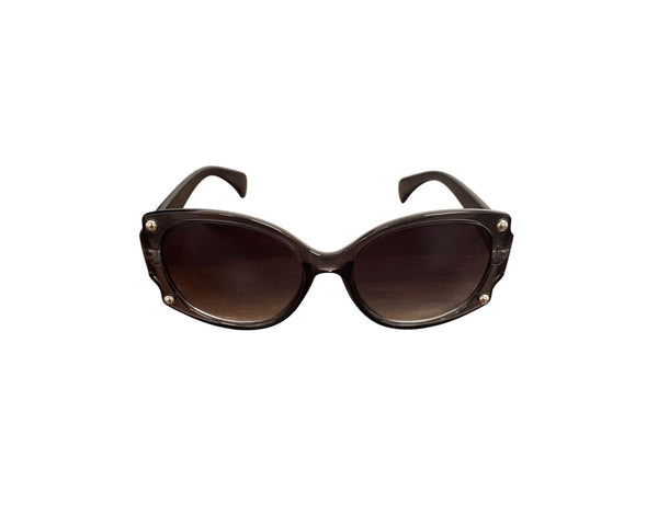 Brown Gradient Oval Sunglasses With Stud Accents Lightweight Frame Stylish Women’s Accessories