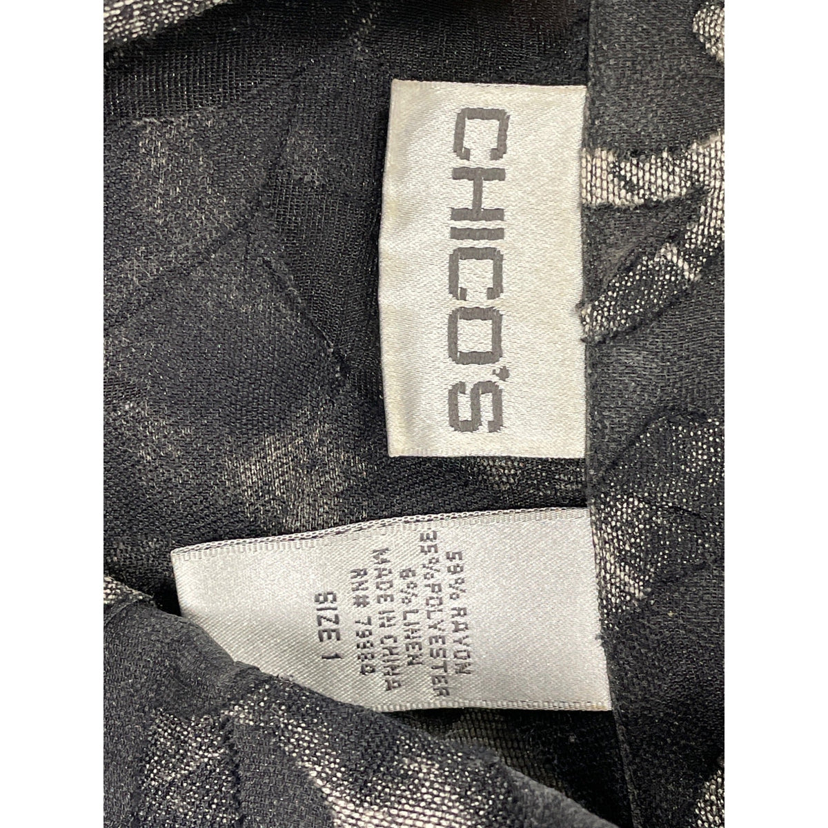 Chico’s Sheer Black & Gray Floral Button-Down Blouse Size 1