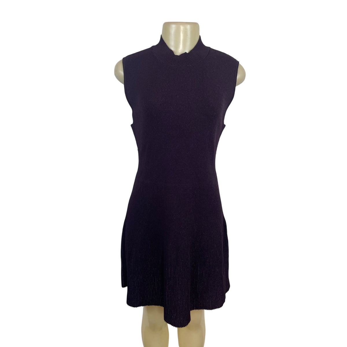 Theory Sleeveless Ribbed Knit Black Open Back Dress Womens Size L - New