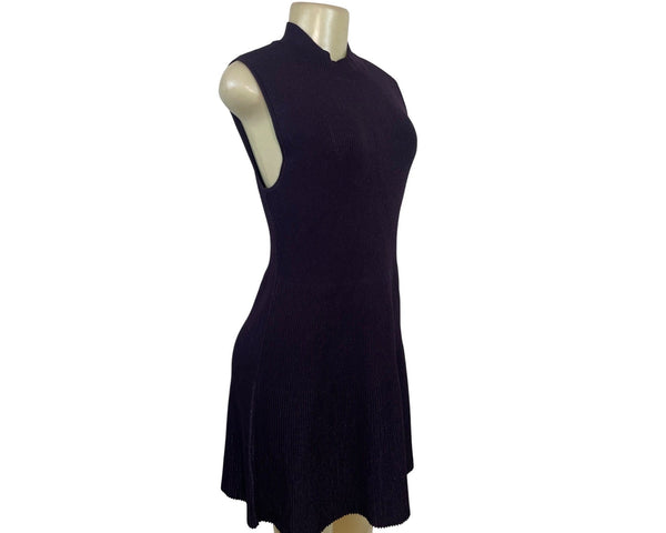 Theory Sleeveless Ribbed Knit Black Open Back Dress Womens Size L - New