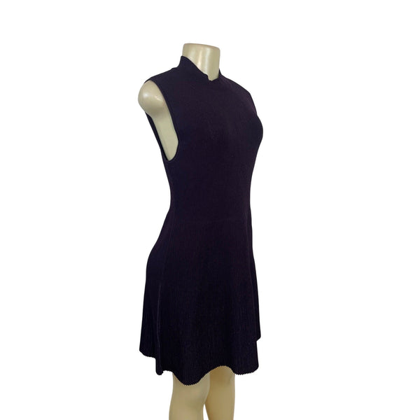 Theory Sleeveless Ribbed Knit Black Open Back Dress Womens Size L - New