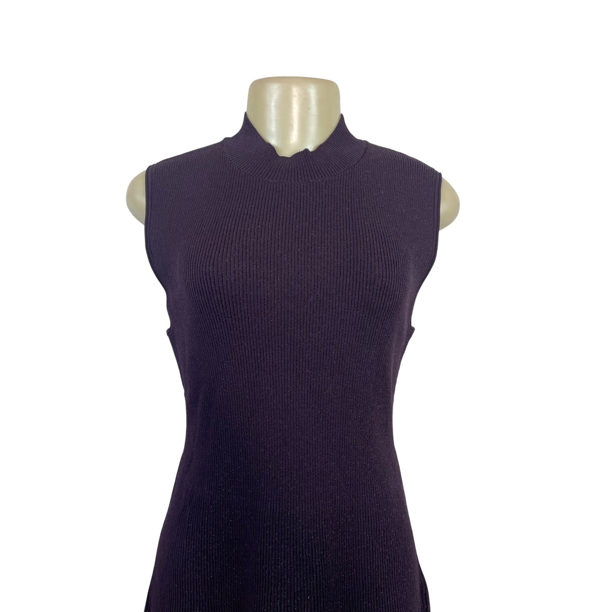 Theory Sleeveless Ribbed Knit Black Open Back Dress Womens Size L - New