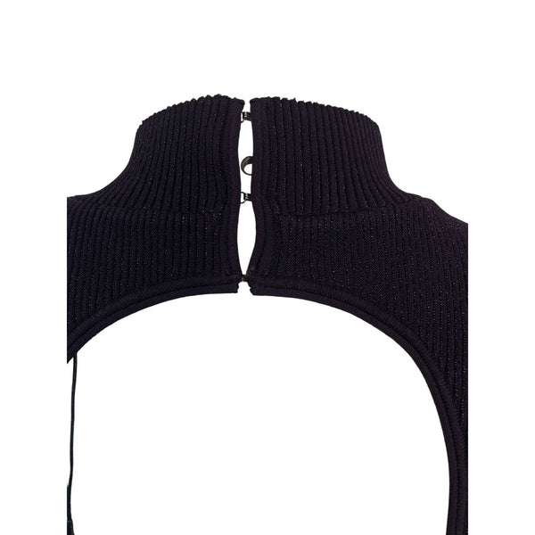 Theory Sleeveless Ribbed Knit Black Open Back Dress Womens Size L - New