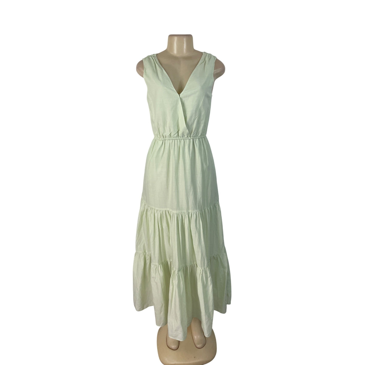Banana Republic Green Sleeveless Maxi Dress Womens Tiered Flowy Sz XS