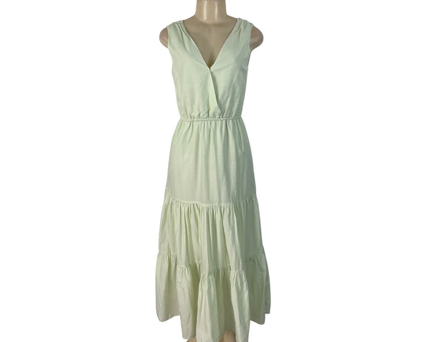 Banana Republic Green Sleeveless Maxi Dress Womens Tiered Flowy Sz XS