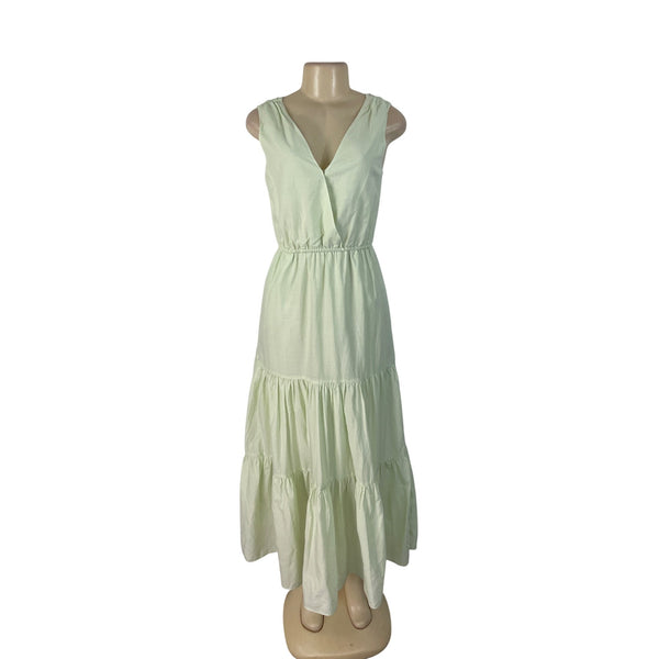 Banana Republic Green Sleeveless Maxi Dress Womens Tiered Flowy Sz XS