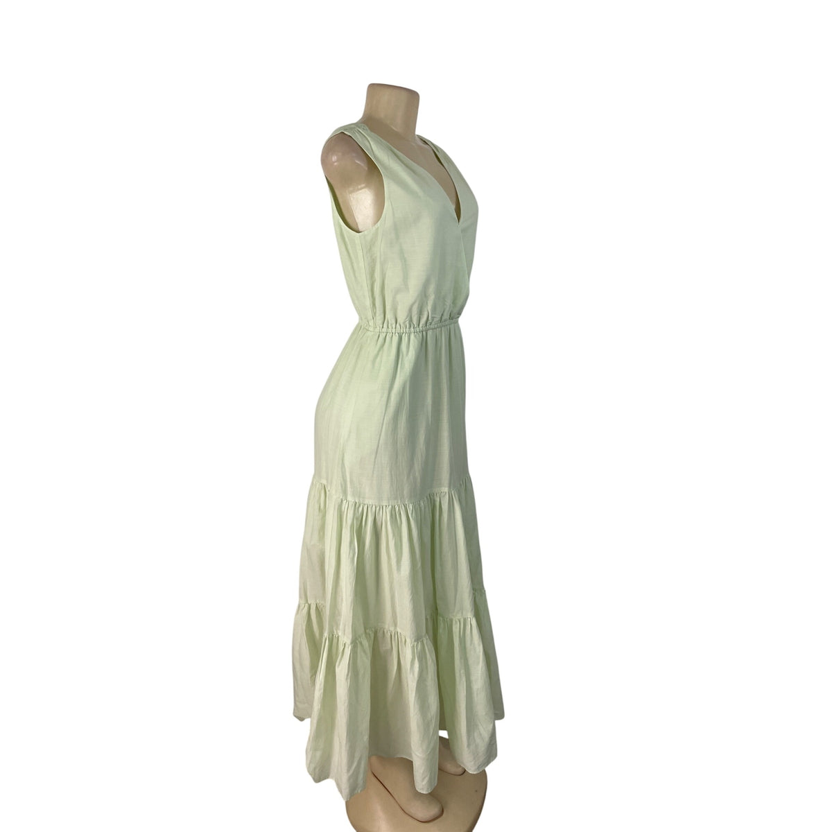 Banana Republic Green Sleeveless Maxi Dress Womens Tiered Flowy Sz XS