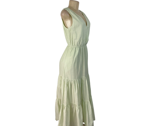 Banana Republic Green Sleeveless Maxi Dress Womens Tiered Flowy Sz XS