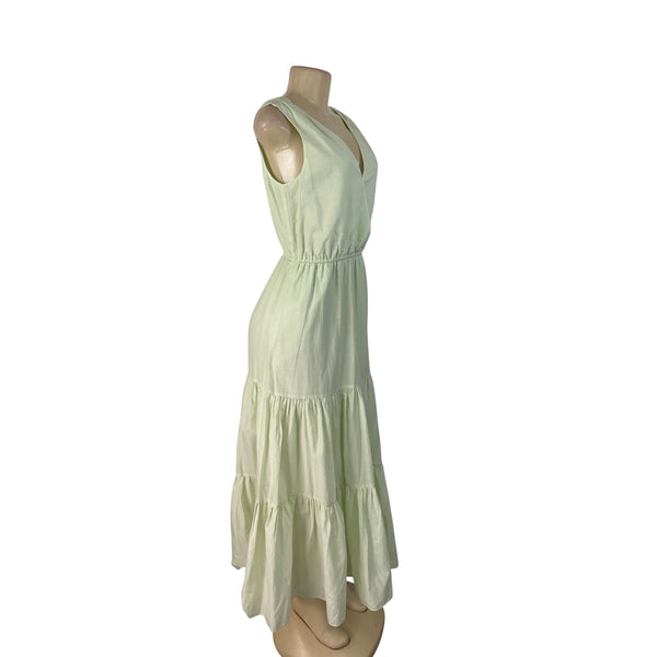 Banana Republic Green Sleeveless Maxi Dress Womens Tiered Flowy Sz XS