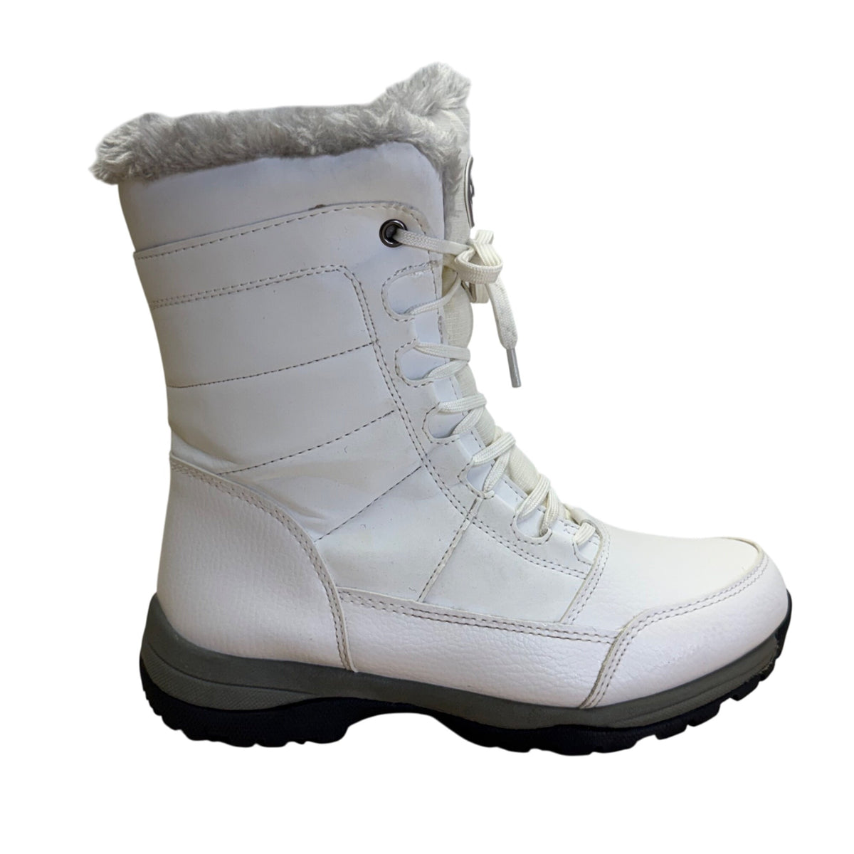 Quest Women's White & Grey Faux Fur Glacier 3M Thinsulate Winter Boots Sz 8