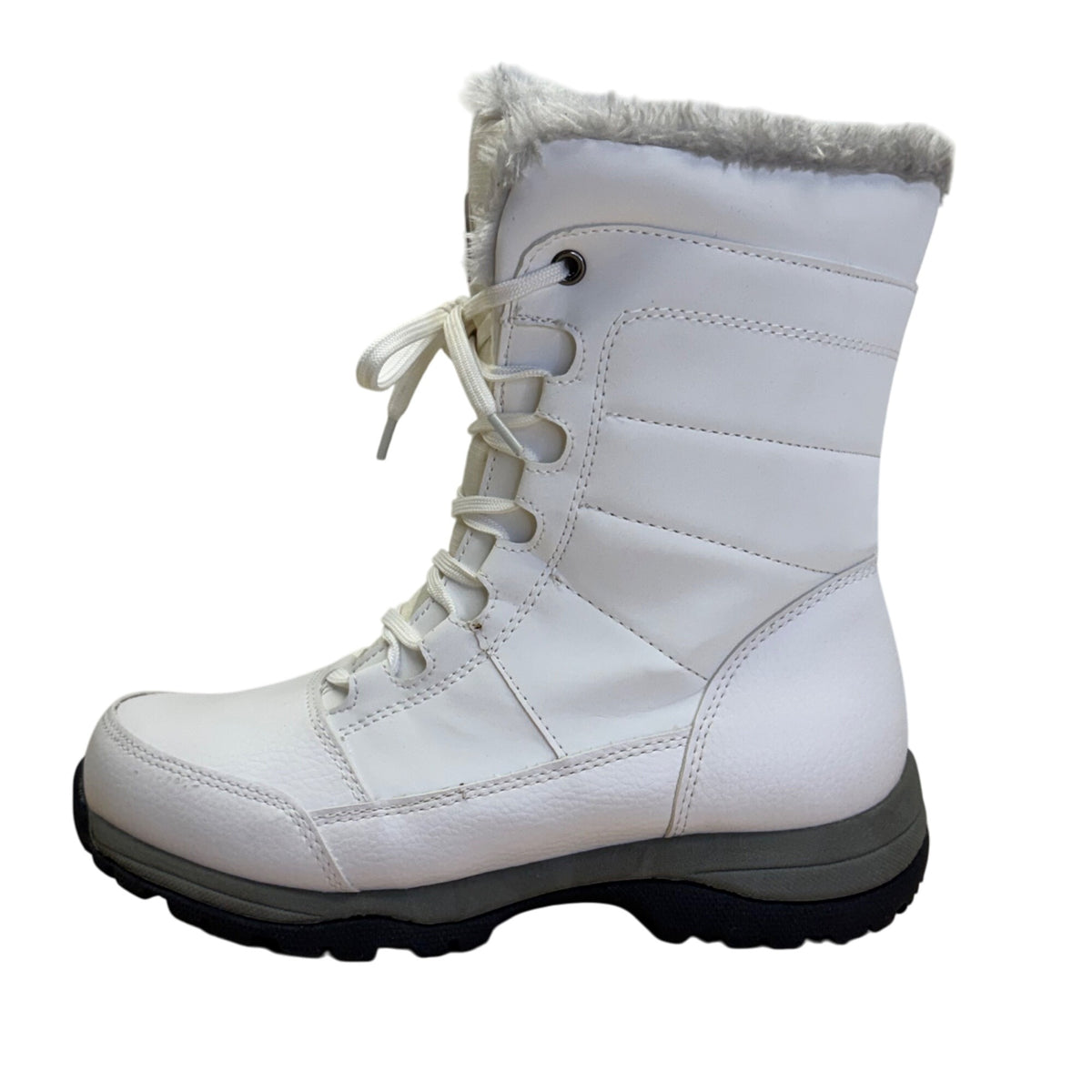 Quest Women's White & Grey Faux Fur Glacier 3M Thinsulate Winter Boots Sz 8