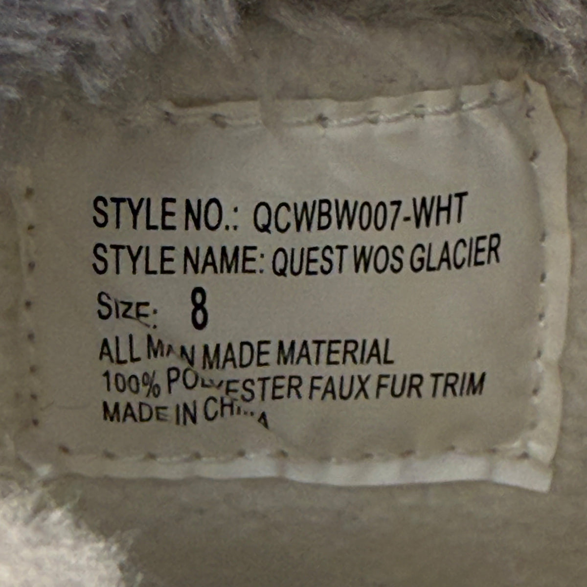 Quest Women's White & Grey Faux Fur Glacier 3M Thinsulate Winter Boots Sz 8