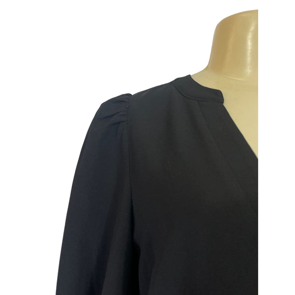 Black Tiered Long Sleeve Dress With Smocked Cuff Details By Pomander Place New