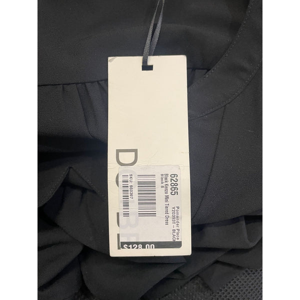 Black Tiered Long Sleeve Dress With Smocked Cuff Details By Pomander Place New