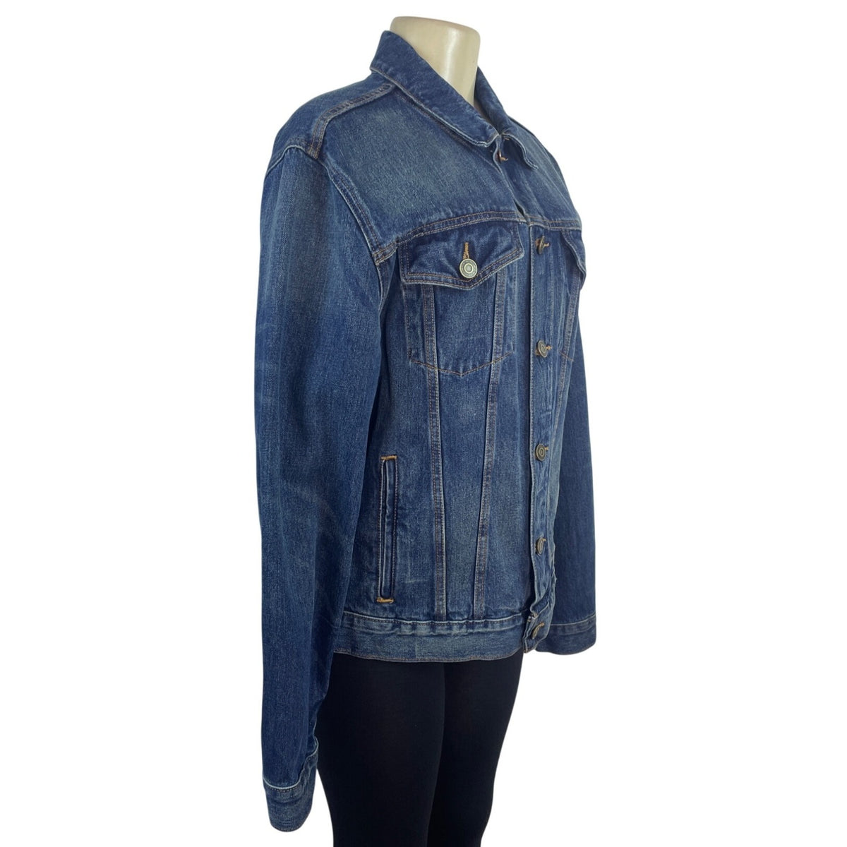 Tommy Hilfiger Women’s Blue Denim Button-Up Jacket With Pockets Sz L