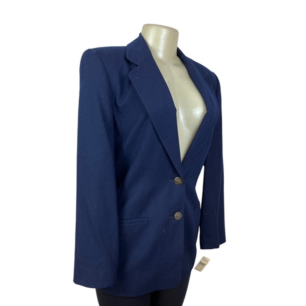 Talbots Womens Navy Blazer Long Sleeve Two-Button Closure Lined Size 4 - New