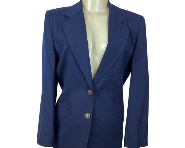 Talbots Womens Navy Blazer Long Sleeve Two-Button Closure Lined Size 4 - New