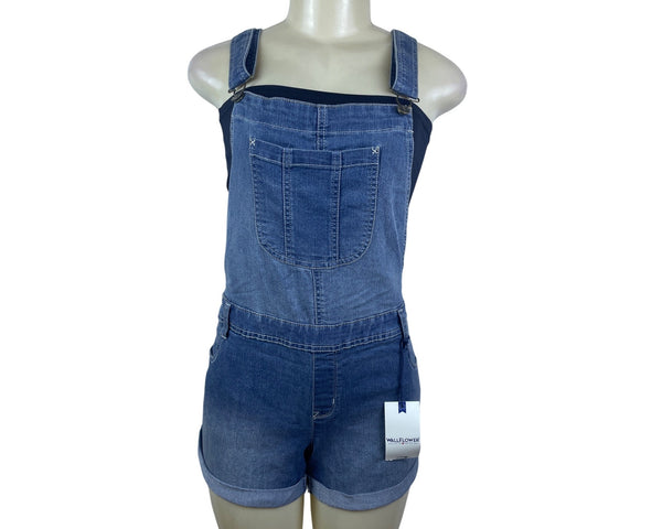 Wallflower Women’s Blue Denim Overalls Adjustable Straps Casual Size XL - New