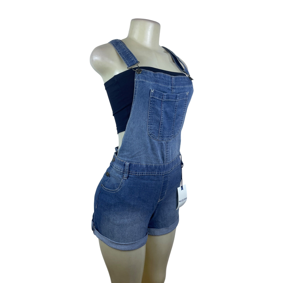 Wallflower Women’s Blue Denim Overalls Adjustable Straps Casual Size XL - New
