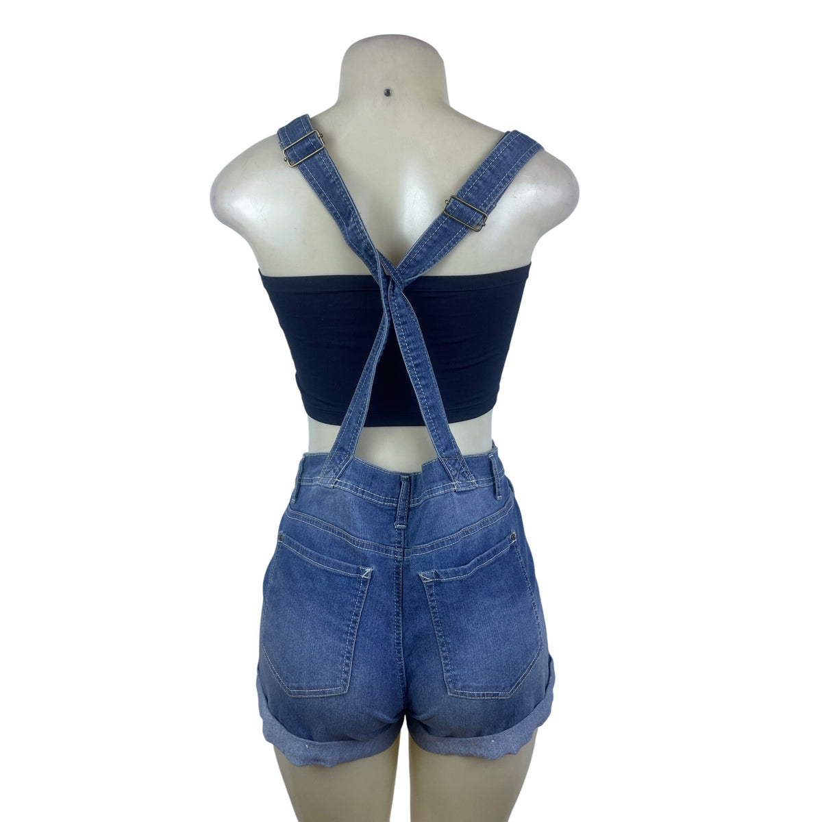 Wallflower Women’s Blue Denim Overalls Adjustable Straps Casual Size XL - New