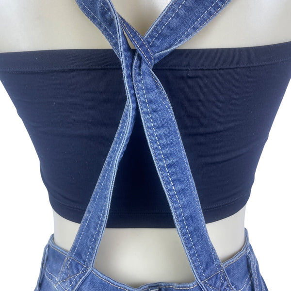 Wallflower Women’s Blue Denim Overalls Adjustable Straps Casual Size XL - New
