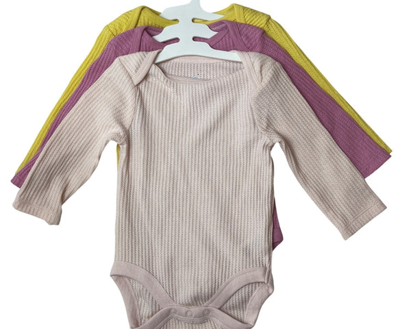 Cloud Island 3-Pack Long-Sleeve Bodysuits For Babies Sz 3-9M-NEW