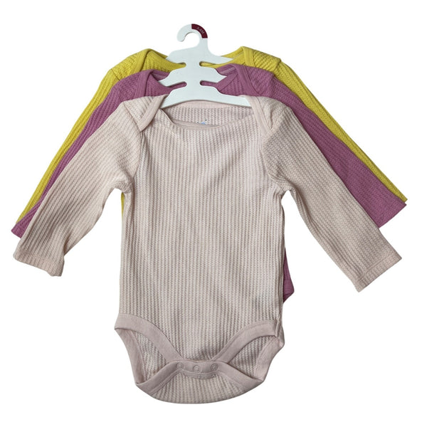 Cloud Island 3-Pack Long-Sleeve Bodysuits For Babies Sz 3-9M-NEW