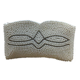 Vintage Bags By Susan Women’s White & Grey Pearl Beaded Clutch Purse Sz S