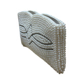Vintage Bags By Susan Women’s White & Grey Pearl Beaded Clutch Purse Sz S