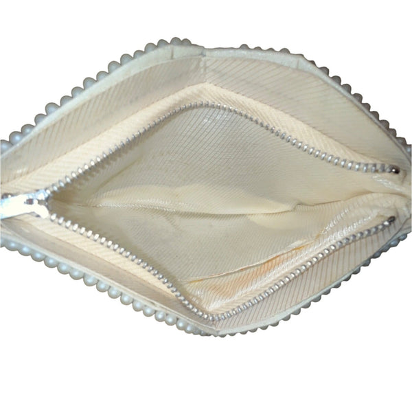Vintage Bags By Susan Women’s White & Grey Pearl Beaded Clutch Purse Sz S
