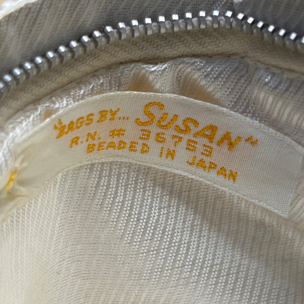 Vintage Bags By Susan Women’s White & Grey Pearl Beaded Clutch Purse Sz S