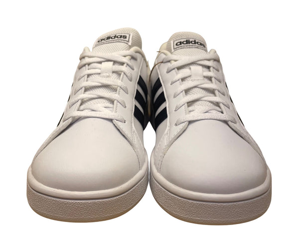 Adidas Kids White Sneakers Black Stripes Classic Grand Court Shoes Size 4.5