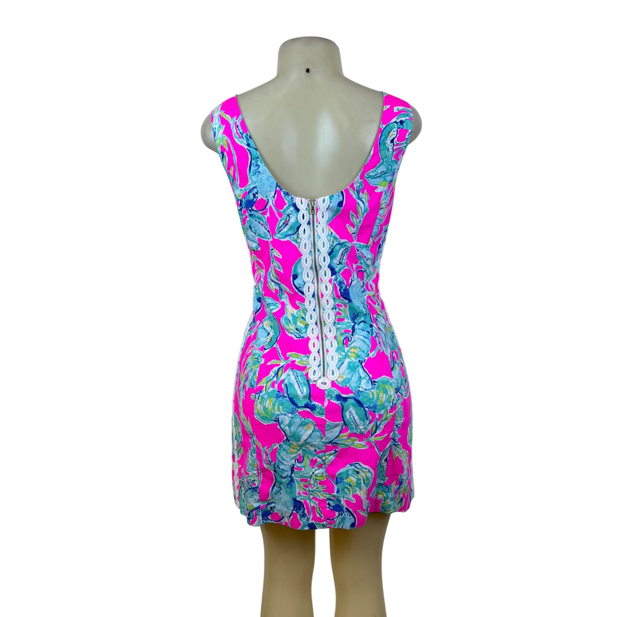 Lilly Pulitzer Womens Pink & Blue Cotton Lobster Print Sheath Dress Size 10