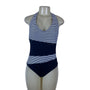 Niptuck Swim Women's Navy & White One-Piece Swimsuit Striped Size 16 - New