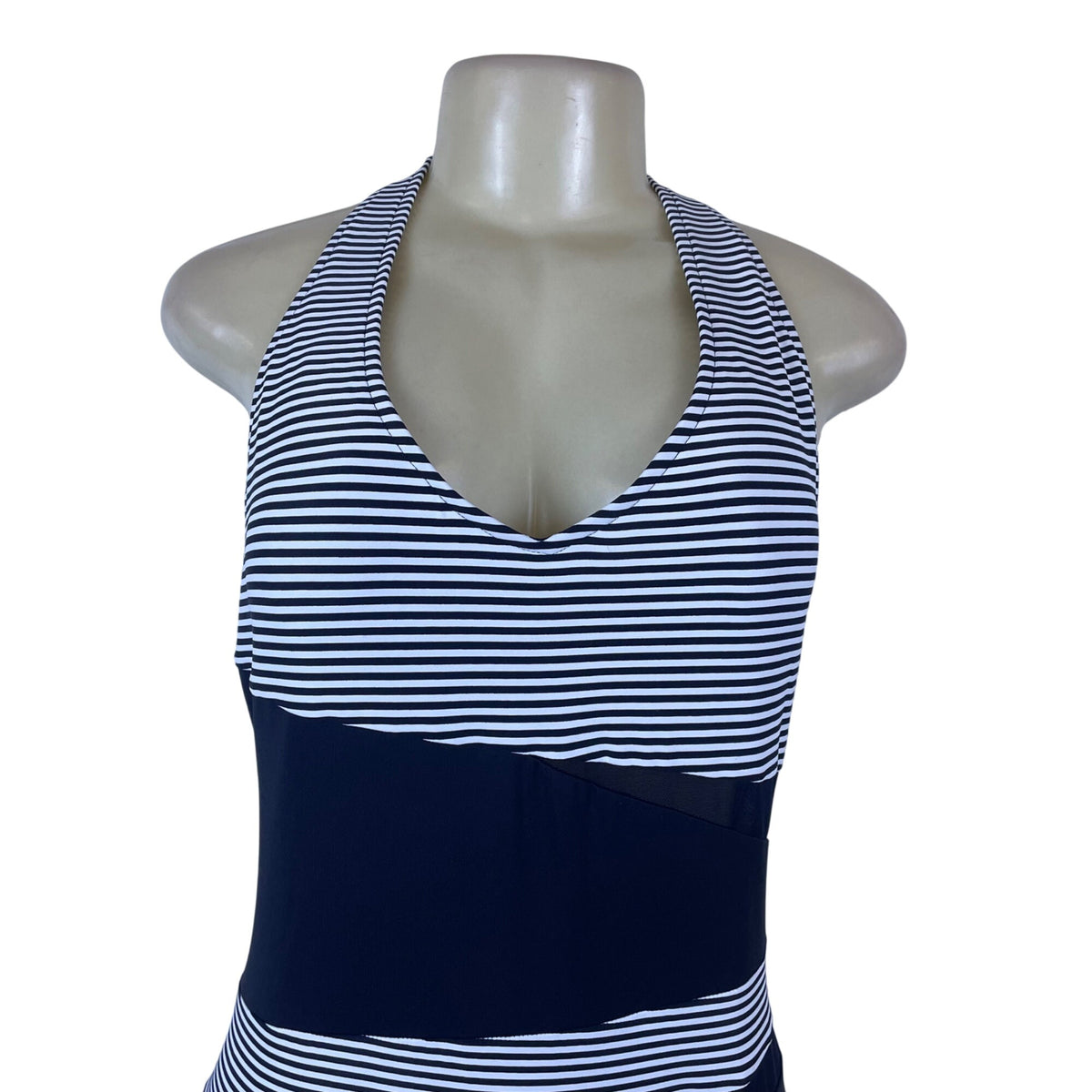 Niptuck Swim Women's Navy & White One-Piece Swimsuit Striped Size 16 - New