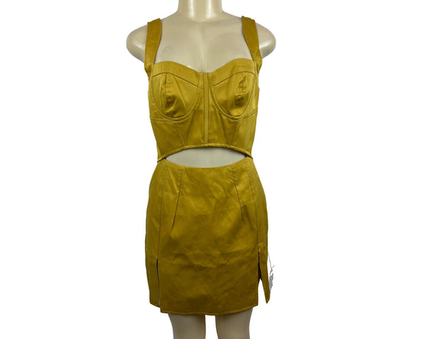 Asos Design Women's Haltered Mini Skirt Yellow Dress Sz 8 - NWT