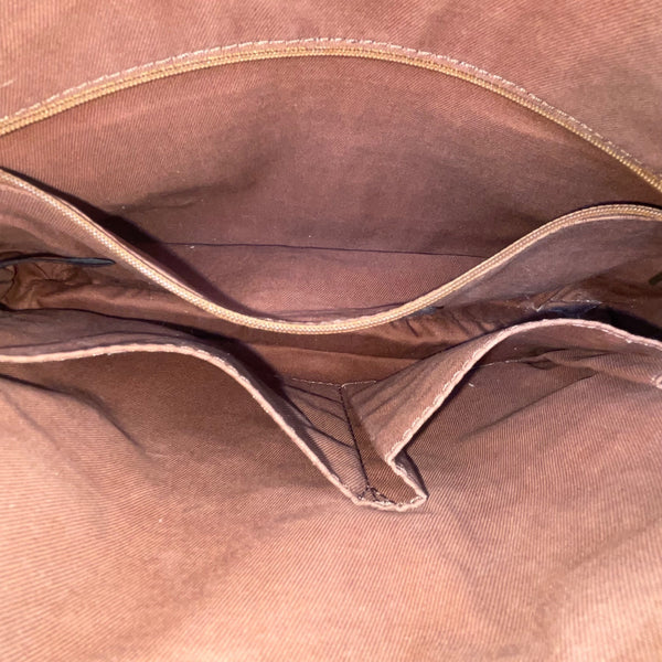 Fossil Women’s Brown Leather Adjustable Strap Multiple Pockets Crossbody Bag