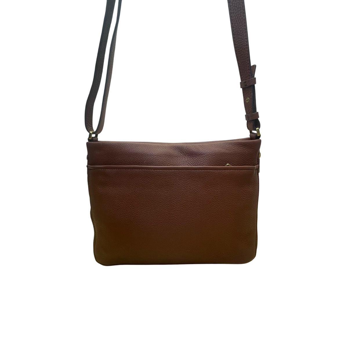 Fossil Women’s Brown Leather Adjustable Strap Multiple Pockets Crossbody Bag